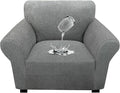 Waterproof Stretch Spandex Chair Sofa Slipcover - Non-Slip Soft Couch Cover with Elastic Bottom, Washable Leakproof Furniture Protector for Kids, Pets, Dogs & Cats (Chair, Light Gray) by Unknown
