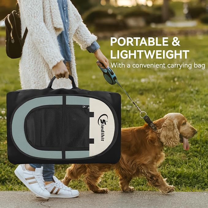 Siedihit Dog Playpen, Puppy Pet Playpen, Medium Dogs Tent Crates Cage Indoor/Outdoor, Portable Pop Up Dog Kennel Playpen with Carrying Case for Dogs/Cats/Rabbits, Removable Zipper Top, Grey - Image 8