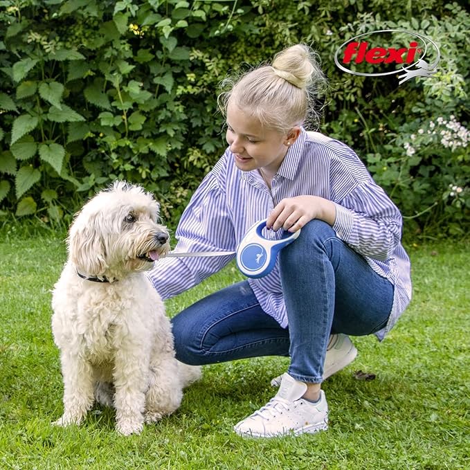FLEXI® Comfort XS Tape Retractable Dog Leash, 3-Finger Grip, 10 ft - Blue | German engineered, Pocket-Size original flexi leash, durable quality for dogs up to 18 lbs, tangle-free,reliable brake system - Image 7