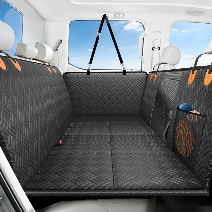 Dog Car Seat Cover for Back Seat, Hard Bottom Back Seat Extender for Dog | Back Seat Pet Cover for Dogs - Supports 400lbs, Waterproof Heavy Duty Scratch Resistant, Dog Hammock for Full-Size Trucks/SUV by Unknown