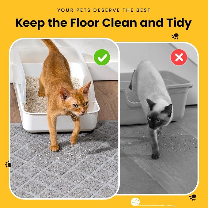 Conlun Cat Litter Mat Litter Trapping Mat, Premium Durable PVC Grid Mesh with Scatter Control, Non-slip, Less Waste Cat Litter Box Mat, Soft on Kitty’s Paws, Urine Waterproof, 24" x 17" Grey - Image 4