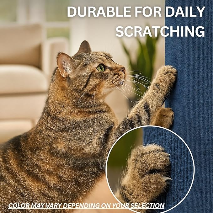 Cat Scratch Mat (Blue, 10 Pack), 23.6’’ x 11.8’’ Cat Wall Corner Scratcher, Versatile Self-Adhesive Replacement Easy Use for Cat Trees, Wall Furniture, Scratching Posts, and Couch Protection - Image 6