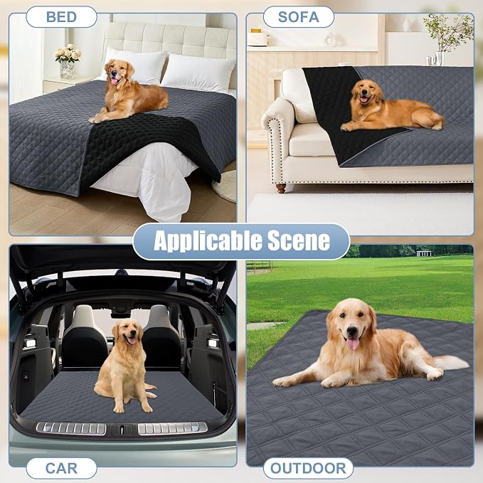 Smiry Waterproof Reversible Pet Couch Covers for Dogs | Pet Friendly, Soft Fabric, Washable Sofa Furniture Protector for Dogs Cat Kids, Checkered (30"x80", Dark Grey/Black) - Image 7
