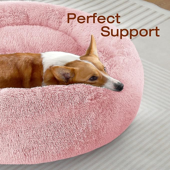 JOLLYVOGUE Dog & Cat Bed, Calming Anti-Anxiety Pet Bed for Small Dogs, Fluffy Donut Cushion for Small and Medium Pets (20") - Image 2
