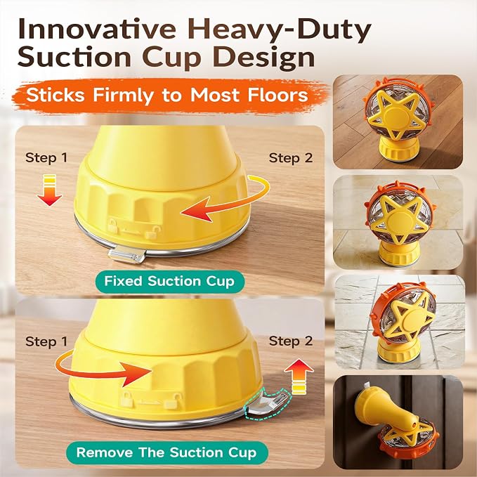 Interactive Cat Toy with Treat Dispenser & Wand Teaser Indoor Cats(Yellow) | Stable Suction Base Design|Adjustable Treat Opening|Indoor Cat Boredom Relief|Hunting Instinct Stimulation - Image 4