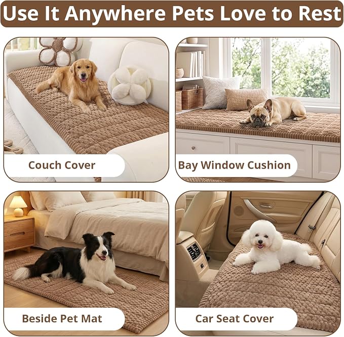 OstepDecor Couch Cover for Dogs, Washable Non Slip Sofa Cover for Pets | Soft Couch Covers for Sofa, Loveseat and Sectional, Furniture Protector Against Pet Hair & Dirt (27.6" x 47.2", Brown) - Image 2