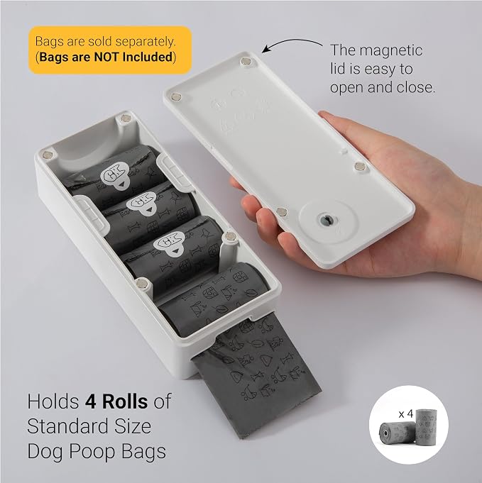 SVD.PET Dog Poop Bag Dispenser, Wall Mount Pet Waste Bag Dispenser Station | Weatherproof Outdoor or Indoor Bag Holder, Easy to Refill Magnetic Cover (White, Dispenser only) - Image 4
