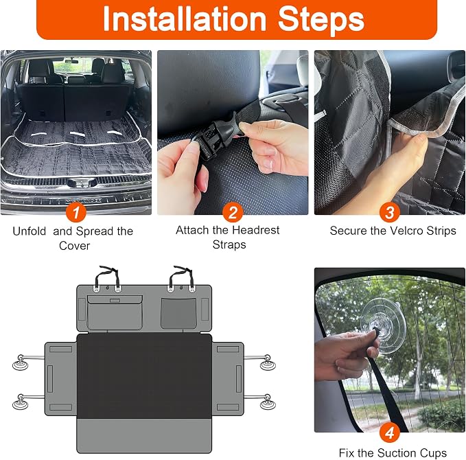 SUV Cargo Liner for Dogs, Waterproof Dog Trunk Cover with Bumper Flap | Large Pet Cargo Cover with Side Flaps& Pocket ,Dog Seat Cover with Non-Slip Mat Protect seats from Scratches, Pet hair &Dirt - Image 8
