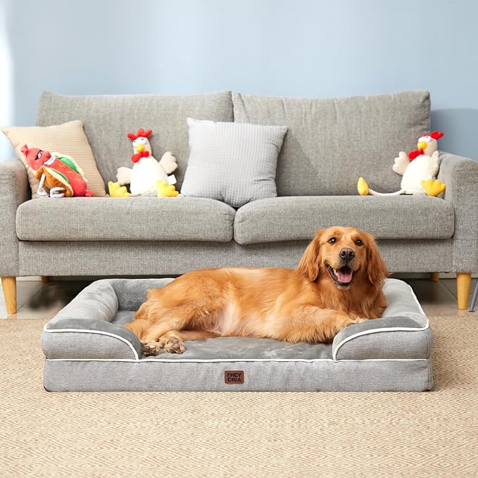 EHEYCIGA Orthopedic Dog Beds for Large Dogs, Waterproof Memory Foam Large Dog Bed with Sides, Non-Slip Bottom and Egg-Crate Foam Pet Couch Bed with Washable Removable Cover, Grey | 41Inch XL Dog Bed, Non-Slip Bottom and Egg-Crate Memory Foam Extra Larg... - Image 8