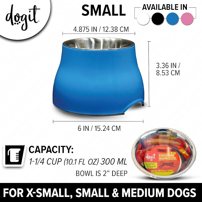Dogit Elevated Dog Bowl, Stainless Steel Dog Food and Water Bowl for Small Dogs, Blue, 73743 - Image 4