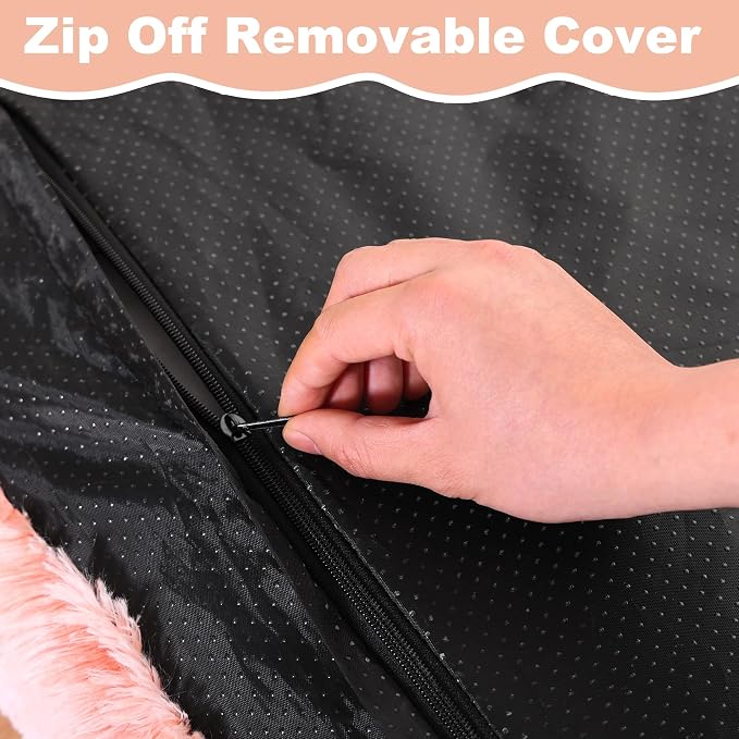 Bedfolks Waterproof Dog Crate Bed with Removable Washable Cover, Plush Faux Fur Pad, Extra Large, Fluffy Kennel Bed, 41"x27", Pink - Image 4