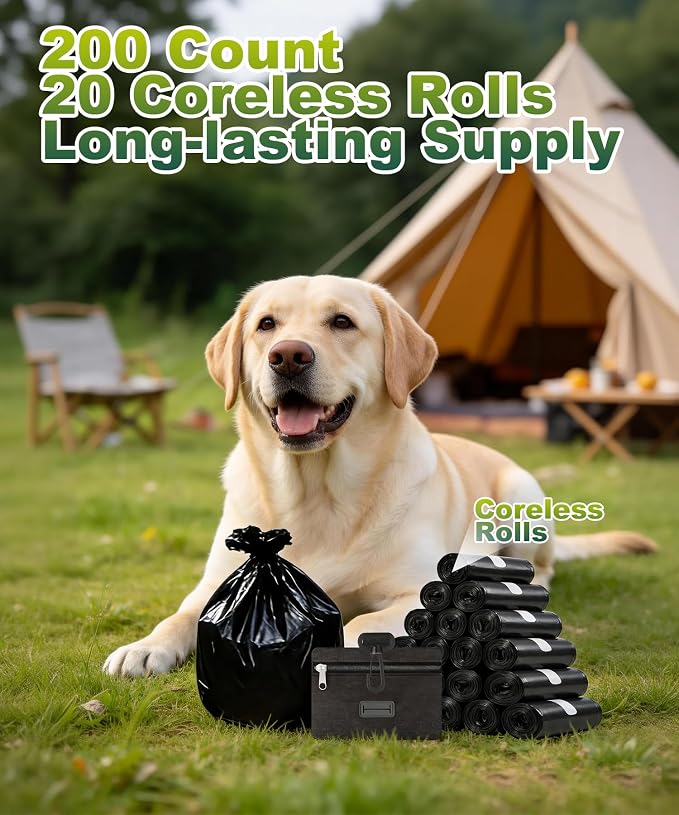 Charmount 200 Pack Dog Poop Bags Rolls with Zippered Pouch Dispenser Holder | Extra Thick Leak-Proof Unscented Waste Bags, Coreless Easy Load for Small to Large Dogs - Image 9
