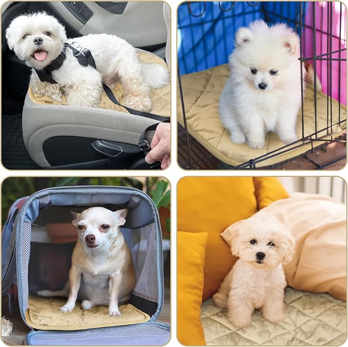 4 Pack Self Heating Cat Pad Self Warming Dog Mat Reflects Body Heat Extra Warm Thermal Pet Pad Washable Dog Cat Bed Crate Bed Mat Blanket(Beige,16 x 20 Inch) - Image 4