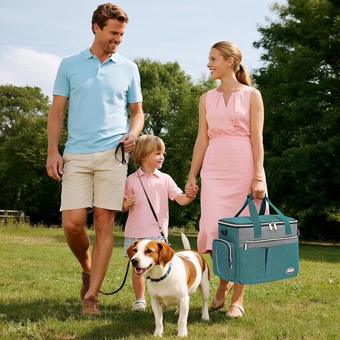 Dog Travel Bag for Pet Kit for Supplies with 2 Food Storage Containers 2 Collapsible Bowls 1 Feeding Mat 1 Dog Treat Pouch 7-Piece Set Perfect Road Trips Camping Weekend (Teal) - Image 2