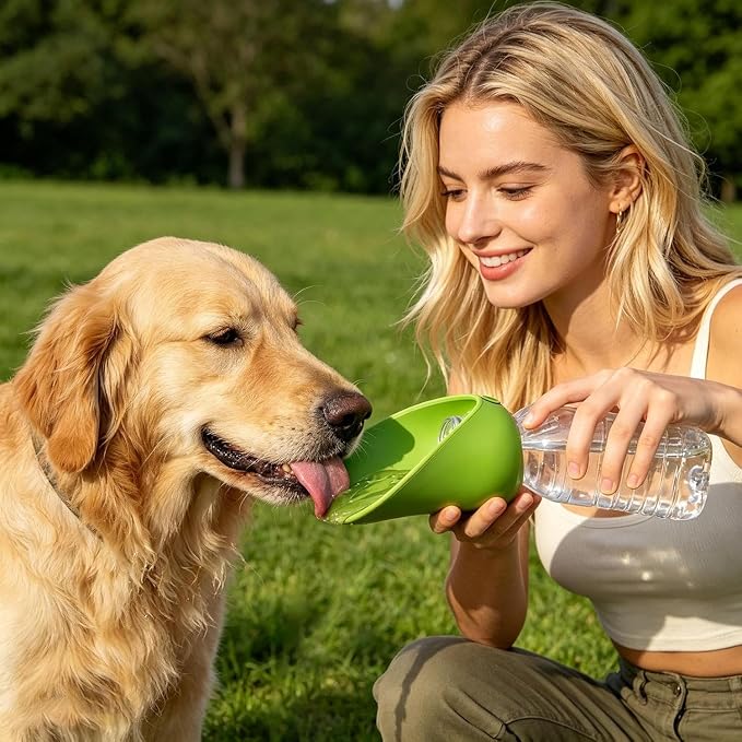 Dog Water Bottle Adapter Portable Silicone Dog Water Dispenser for Standard Water Bottles Leak Proof Outdoor Pet Water Feeder Bowl for Dog Cat Walking Hiking Travel Foldable Leaf Design - Image 6