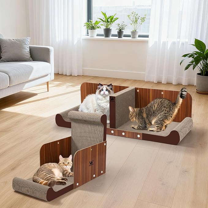 34 Inch Cat Scratcher Bed, Upgraded Cardboard Scratching Pad, Extra Large Cat Scratchers for Indoor Cats, Convertible Vertical Cat Scratching Board Furniture Protector - Image 7