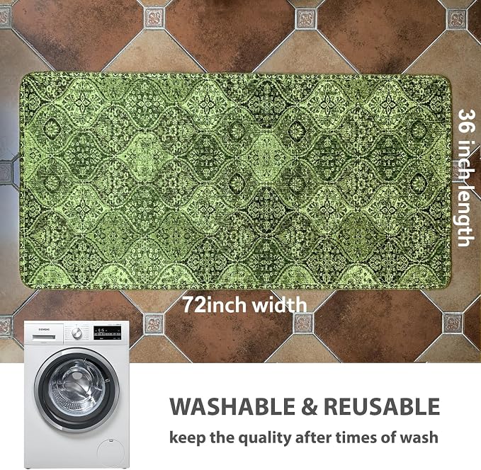 nunubaby Washable Pee Pads for Dogs, Stylish, Non-Slip and Leak-Proof Pee Pads. Reusable Potty Pads for Dogs for Crates and Floors.(Green/Multi,36" x72" ) - Image 4