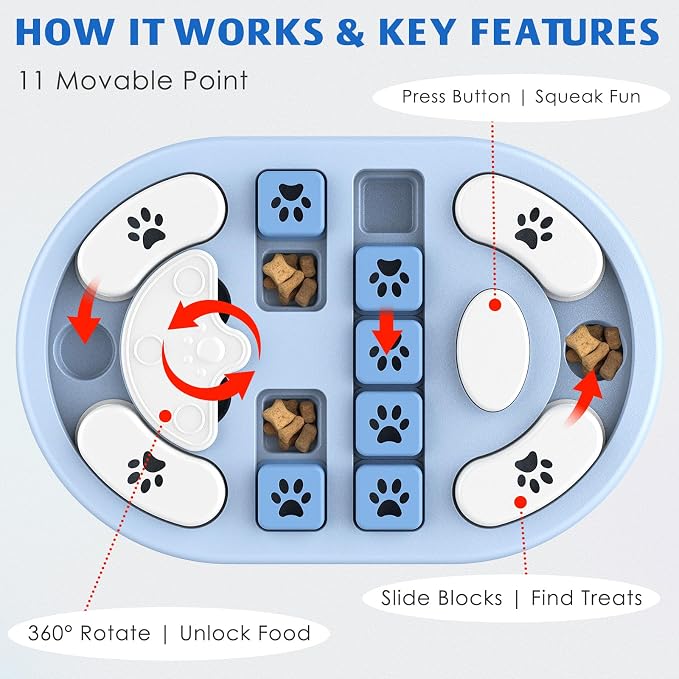 Dog Puzzle Toy, Interactive Treat Dispensing Toys, Grey | Dog Enrichment Toys, IQ Training & Mental Stimulation, Non-Slip Slow Feeder, For Puppies Small Medium Large Dogs Cats - Image 5