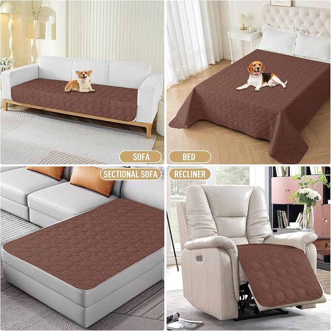 ZNSAYOTX Ultimate Cozy Blankets (52"x82") 100% Waterproof Bed Mat Blanket for Dog Pets, Couch Sofa Protector with Non-Slip Back Washable Durable, Pee Scratch Proof Easy to Clean (Coffee) - Image 7