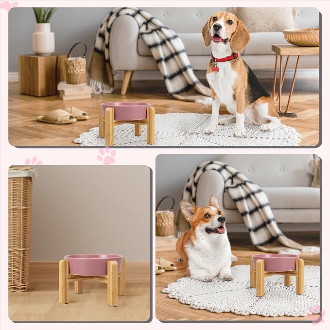 Elevated Slow Feeder Dog Bowl, 6.7" Ceramic Maze Dog Bowl with Stand | 1.5 Cups Slow Feeding Dog Dish for Fast Eaters, 5" Tall Anti-Slip Raised Slow Feeder for Small and Medium Breeds, Pink - Image 6