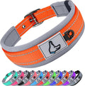 Joytale Reflective Dog Collar for Small Dogs with Wide Padding, Orange | Soft Cushion Reduce Neck Strain, Night Safety Walking, Metal Buckle and Adjustable Eyelets, Separated Dog ID Tag Ring by Joytale