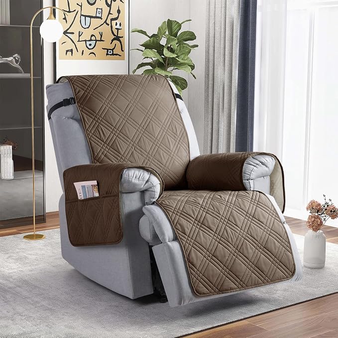 TAOCOCO 100% Waterproof Recliner Chair Covers, Non Slip Recliner Covers for Recliner Chair with Pocket, Washable Reclining Chair Cover Furniture Protector for Kids,Dogs(25'', Taupe) - Image 8