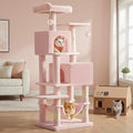 Feandrea Cat Tree, 59.5-Inch Tall Cat Tower, Multi-Level Condo, Jelly Pink | with 5 Scratching Posts, 2 Perches, 2 Caves, Hammock, 2 Pompoms, 2 Caves for Indoor Cats, Easy to Assemble, UPCT192P01 by FeandreabySONGMICSHOME