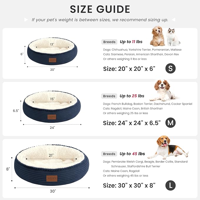 Love's cabin Round Donut Cat and Dog Cushion Bed, 20in Pet Bed for Cats or Small Dogs, Anti-Slip & Water-Resistant Bottom, Super Soft Durable Fabric Pet beds, Washable Luxury Cat Dog Bed Navy Stripe - Image 4