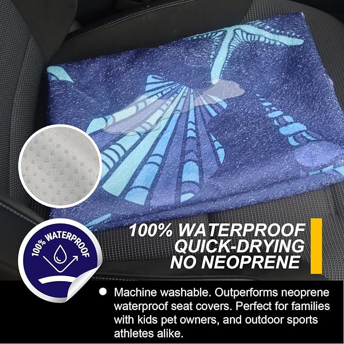 Back Seat Cover for Car Trucks Van SUV Jeep,Waterproof Rear Bench Towel Seat Covers for Dogs and Kids,Automotive Backseat Protector (Conch Shells Starfish) - Image 3