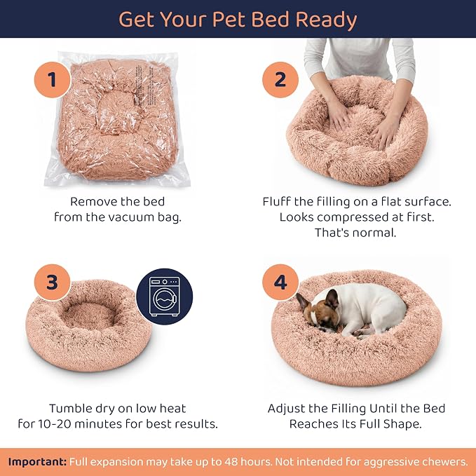 Donut Dog Bed - Premium Comfort for Anxiety Relief - Fluffy & Calming Design with Ultra-Plush Support | Cozy Round Dog Bed with Super Soft Circle Style (Pink, X-Large) - Image 4