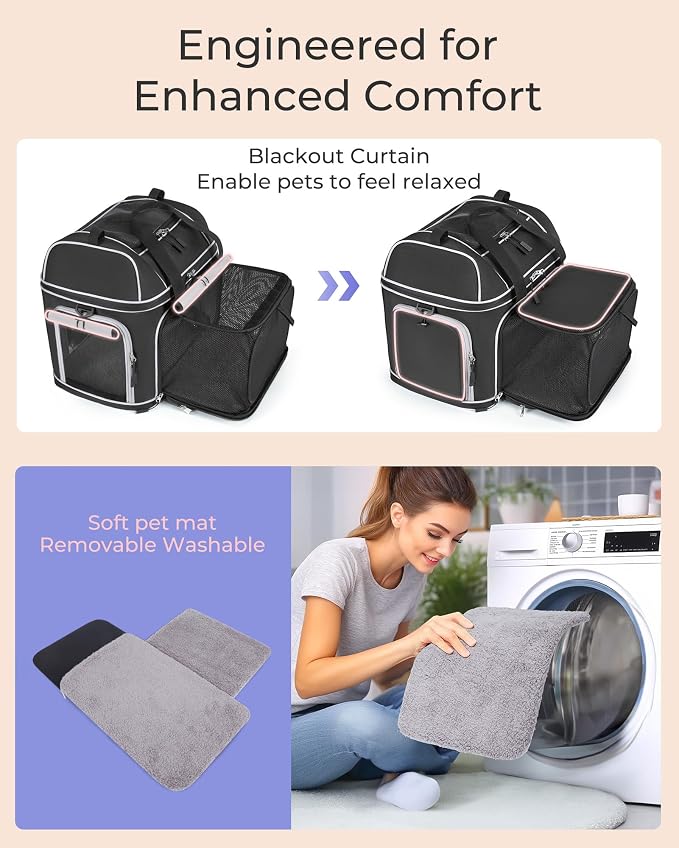 Expandable Pet Carrier: NOBLE DUCK Soft-Sided Cat Dog Carrier 17x11.8X(11.6+4.3) Inches Small Medium Cats Dogs Portable Travel Carrier Up to 25 Lbs Black - Image 4