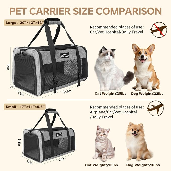 Soft Cat Carrier, Large Foldable Pet Carrier with Four-Sided Breathable Mesh, Safety Leash Included, 20 x 13 x 13 Inches, Travel Bag for Cats & Small Dogs, Grey - Image 5