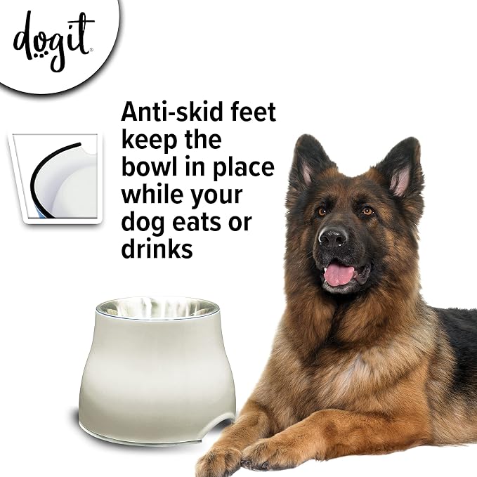 Dogit Elevated Dog Bowl for Large Dogs, White | Stainless Steel Dog Food and Water Bowl - Image 2