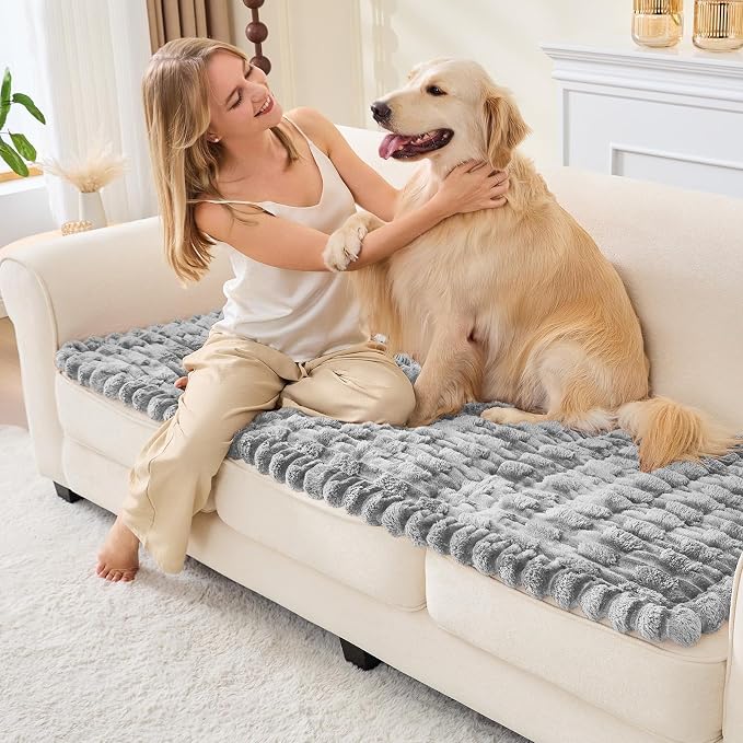 Waterproof Dog Couch Cover, Non Slip Pet Sofa Protector, Thick Fuzzy Couch Cover for Dogs, Machine Washable Furniture Protector, Scratch Resistant Pet Couch Mat(Light Gray, 28" x 71"/70 x 180cm) - Image 9