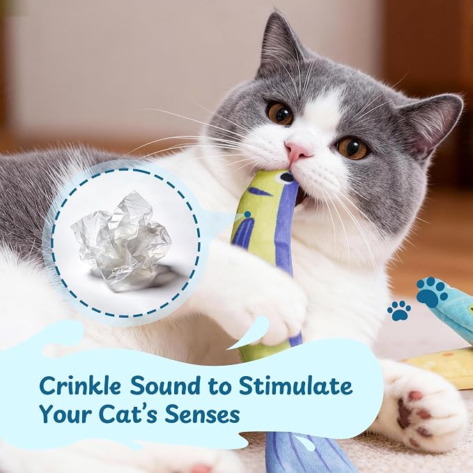 Catnip Toys, [12000mg] Extra Large Cat Toys for Indoor Cats, 100% Natural North American Catnip Floppy Fish, Crinkle Sound, Soft Cotton-Free Surface for Chewing, Teething & Kicking - Image 4