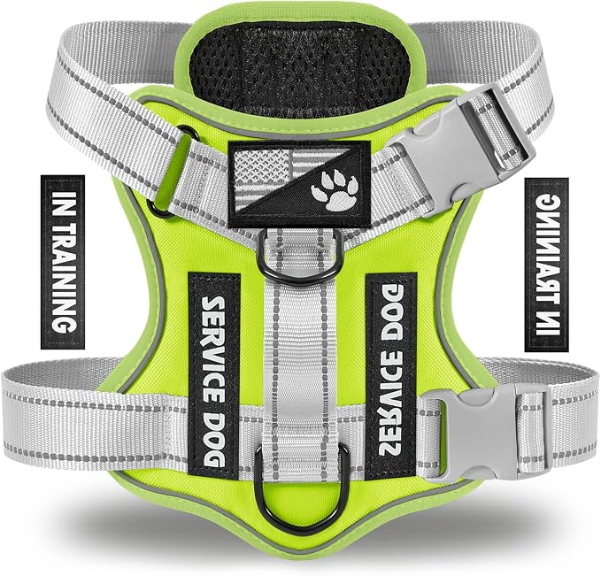 Service Dog Harness, Reflective Dog Vest Harness with 5 PCS Patches, Adjustable Soft Oxford Pet Harness, Inner Layer Mesh, Easy to Control for Small Medium Large Dogs by DemigreatLLC