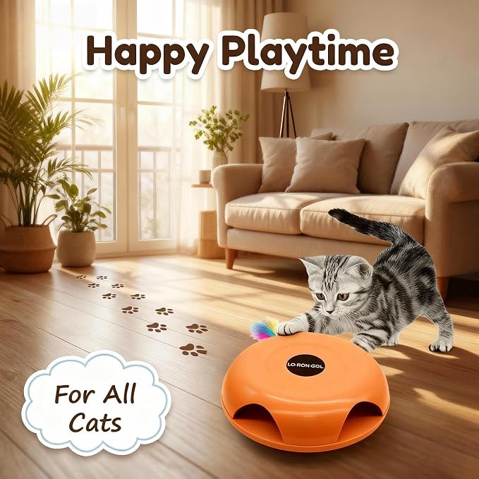 Interactive Whack-a-Mole Cat Toy — Automatic Mushroom Feather Pop-Up Play Toy for Cats, Cognitive Stimulation & Exercise, Durable Pet Entertaining Game (Orange) - Image 2