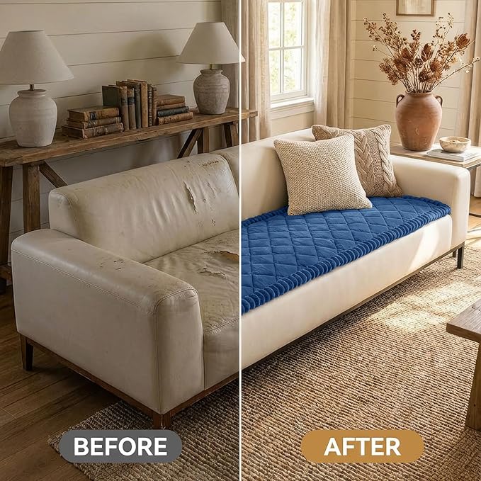 Smiry Non Slip Couch Cover for Dogs, Fuzzy Plush Pet Sofa Protector | Washable Furniture Cover for Large Dogs & Cats, Scratch & Dirt Resistant, For 3 Cushion Couch, Navy, 27.6"x88" - Image 6