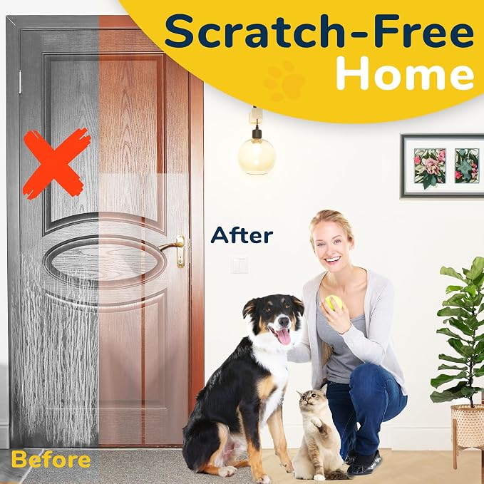 PROTECTO Door Protector from Dog Scratching w/Utility Knife - 3-Pack 60x8 | Door Scratch Protector for Dogs & Cats - Clear Dog Scratch Door Protector for Doors & Frames - No-Residue Door Guard - Image 5