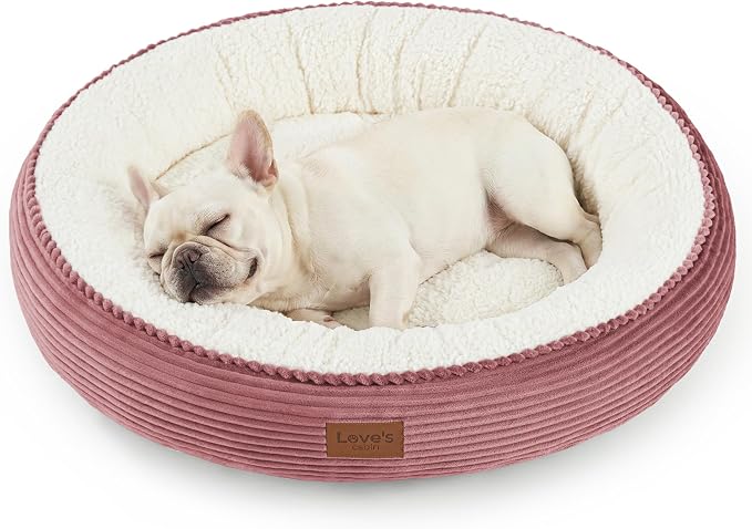 Love's cabin Round Donut Cat and Dog Cushion Bed, 30in Pet Bed for Medium or Large Dogs, Anti-Slip & Water-Resistant Bottom, Soft Durable Fabric Pet Beds, Washable Calming Cat Bed, Dusty Rose by Lovescabin