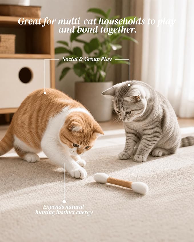 Swabs Cat Toys with Catnip, Cat Toys for Indoor Cats, 3Pcs | Cat Qtip Toy, Durable for Chew, Interactive Kicker Toy, Soft Felt, Cotton-Swab-Shaped Cat Toys for Cat Lover Gift - Image 5