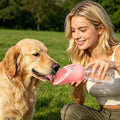 Silicone Portable Dog Water Bottle Adapter, Leakproof Foldable Leaf Pet Water Dispenser Cap, Practical Folding Drinking Bowl, Feed for Puppy Outdoor Walking Camping for Standard Water Bottles (Pink) by Unknown