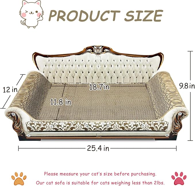 Luxury Cardboard Cat Scratcher Sofa Bed, Couch Shaped Scratching Board, Scratch Lounge with Catnip, Scratcher for Indoor Cats Large Grey - Image 3