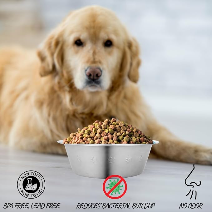 2-Pack Stainless Steel Dog Bowls 9" Wide 3" Height Pet Feeder | Food, Water Dish fits Raised Pet feeder with hole width 8.3" to 8.7" - Image 8