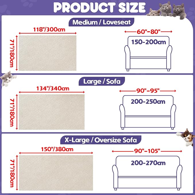 Loiion Cat Scratch Proof Furniture Protector Waterproof Sofa Cover 118"x71" | Pet-Friendly Couch Protector, Anti-Scratch & Anti-Slip Sofa Cover For Cats Dogs Kids, Machine Washable - Image 7