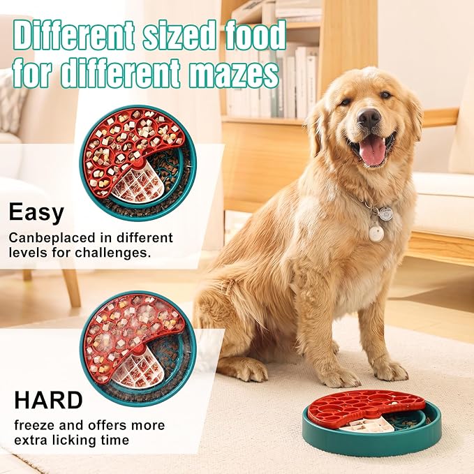 3-Level Slow Feeder Dog Bowl, Interactive Puzzel Toy & Lick Mat | Good for Dog’ sHealthy & Calmer Eating, Reduces Boredom and Anxiety, Non-Slip, BPA-Free, for Medium & Large Dogs - Image 6