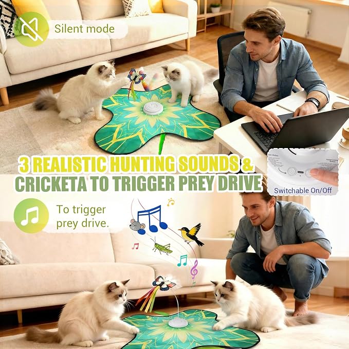 Interactive Cat Toys For Indoor Cats, Rechargeable Touch Automatic Cat Toy | Dual Wands Design, Sound On/Off Control, Non-Slip Suction Cups, Electronic Hide And Seek For Bored Kittens & Adult Cats - Image 4
