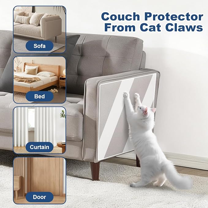 Anti Cat Scratch Furniture Protector, 14" Couch Protector from Cat Claws, Cats Couch Protector Couch Cat Scratch Protector Transparent Sofa Guard Shield Single Sided Sticky Tape, 20 Pack - Image 7