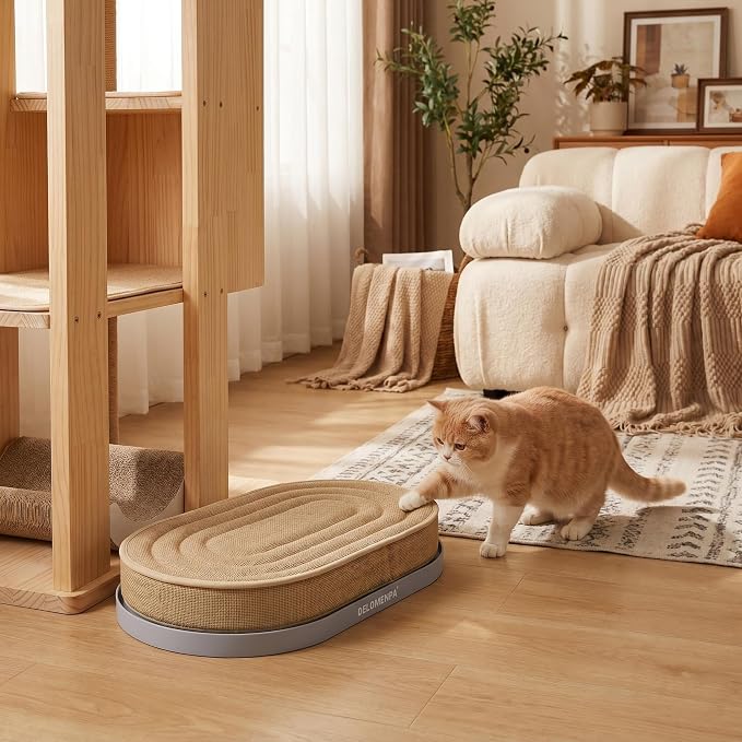 Large Sisal Cat Scratcher Lounge, 2-in-1 Cat Bed with Durable Base & Plush Foam Cushion, Non-Shedding Cat Scratching Pad for Indoor Cats,22"x14", No Mess Furniture Protector (Blue) - Image 6