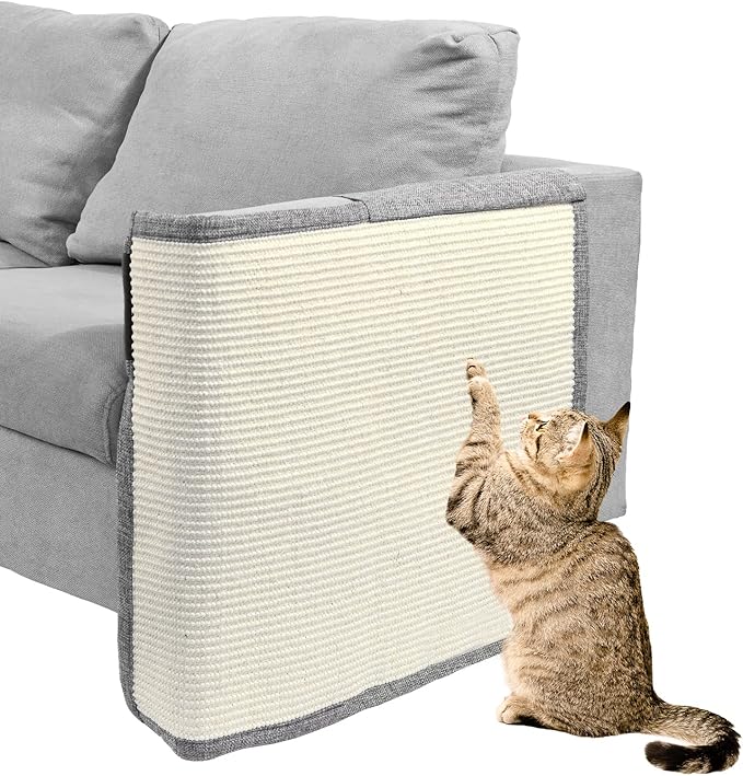 Cat Scratch Couch Protector with Natural Sisal for Protecting Couch Sofa Chair Furniture,Couch Corner Cat Ccratcher 23.6" L*19.7" W(Light Grey/Left Hand) by Oroonoko